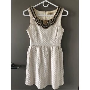 Francescas off white dress with sequin/beaded neck